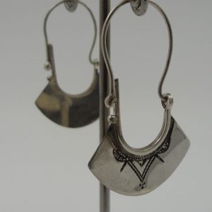 Berber Tuareg Silver Flared Hoop Earrings Tribal Style