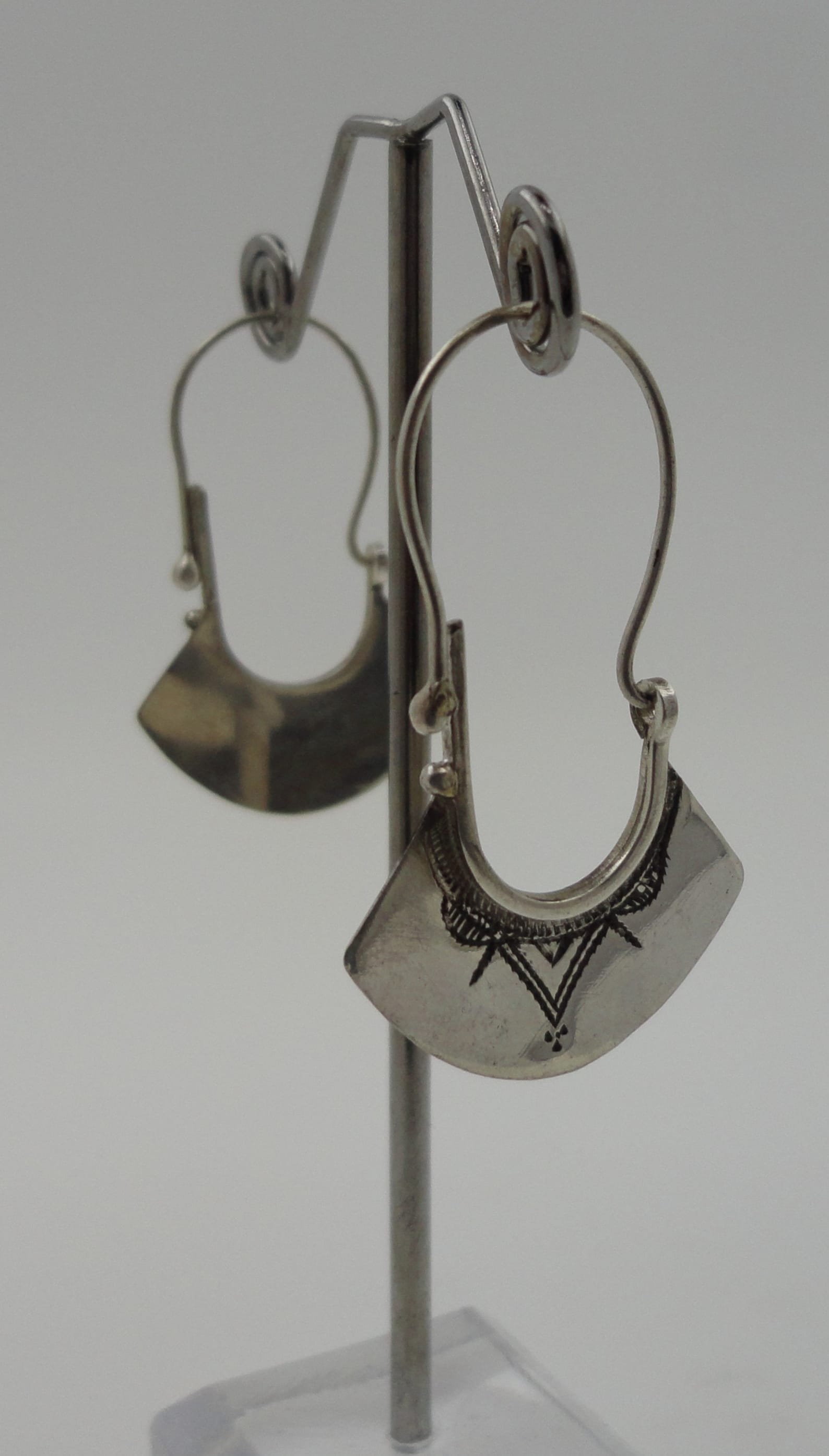 Berber Tuareg Silver Flared Hoop Earrings Tribal Style