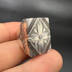 Berber Tuareg Ebony Inlay Sterling Silver Cross Ring Jewelry