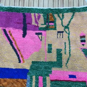 Colorful Berber Beni Ourain Wool Rug Custom Handmade Design