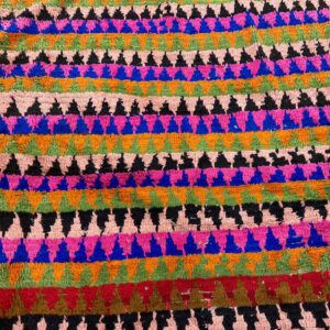 Berber Boucherouite Hand Dyed Wool Rug with Amazigh Tribal Motifs