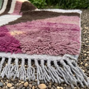 Amazigh Berber Abstract Hand-Knotted Wool Rug with Geometric Design