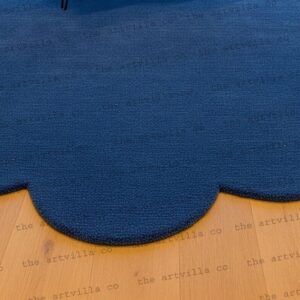 Amazigh Tufted Wool Rug with Abstract Organic Scalloped Design