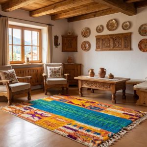 Colorful Berber Boujaad Azilal Wool Handmade Artisan Rug
