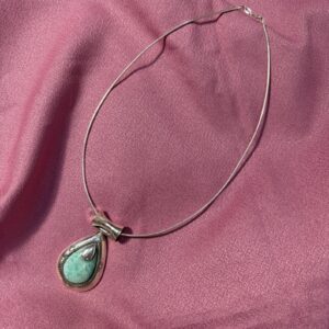 Berber Tuareg Silver Amazonite Pendant Necklace with Amazigh Style
