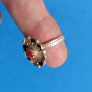 Berber Kabyle Corail Silver Vintage Ring with Coral Design