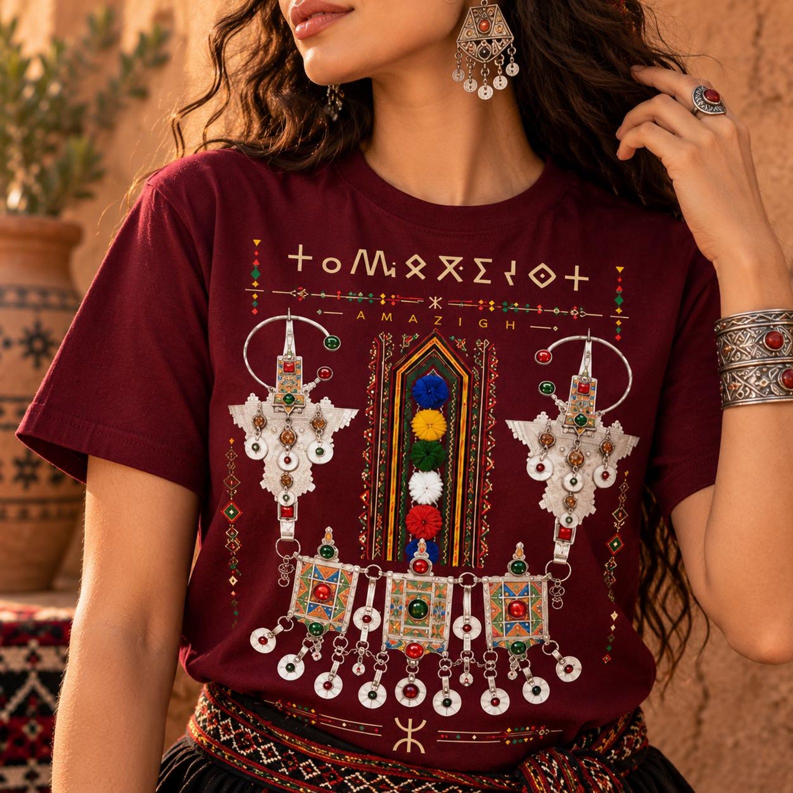 Amazigh Berber Jewelry Design T-Shirt PNG Digital Download Tamazight Yaz