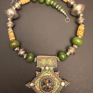 Boghdad Berber Amazigh Tifinagh Morrocan Symbolic and Mythical Millefiori Pendant Necklace
