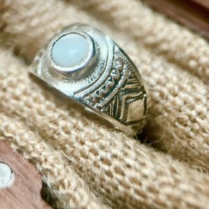 Amazigh Tuareg Chevalière Artisanat massif Silver Nacre Ring