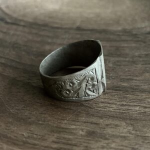 Antique Amazigh Berber Silver Ring with Geometric Engraved Motifs