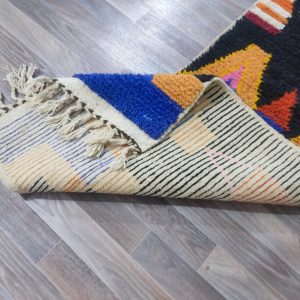 Handwoven Berber Boujaad Rug, know that Colorful Wool Runner
