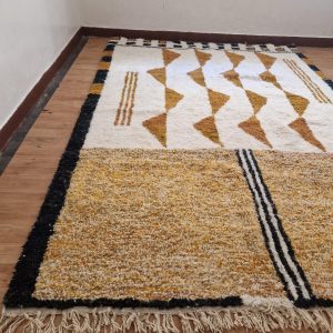 Berber Camel Brown Levels Woven Wool Rug Handmade Carpet