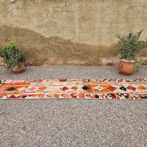 Colorful Berber Azilal Wool Runner Geometric Carpet Rug