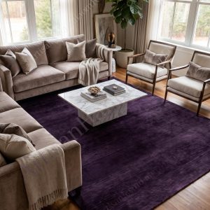 Berber Handloomed Deep Purple Wool Plush Area Rug