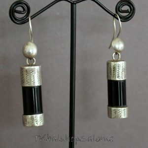 Berber Tuareg Ohrringe Earrings with schwarzem Achat and Silver Caps