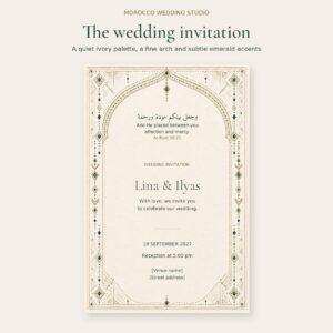 Amazigh Wedding Invitation Henna Editable Canva rendering of its Digital Download