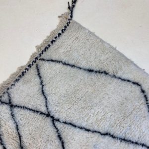Berber Boho Checkered Wool Cotton Hand Knotted Rug