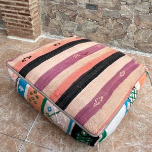 Berber Handmade Kilim Hanbal Rug Pouf Floor Seating Decor
