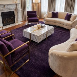 Berber Handloomed Deep Purple Wool Plush Area Rug