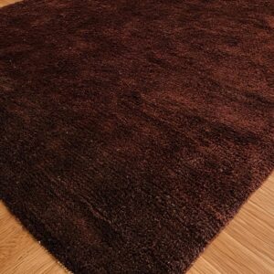 Amazigh Chocolate Brown Minimalist Handwoven Wool Rug Custom Design