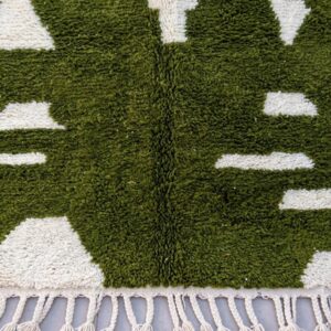 Amazigh Olive Abstract Modern Shag Berber Wool Rug Custom Size