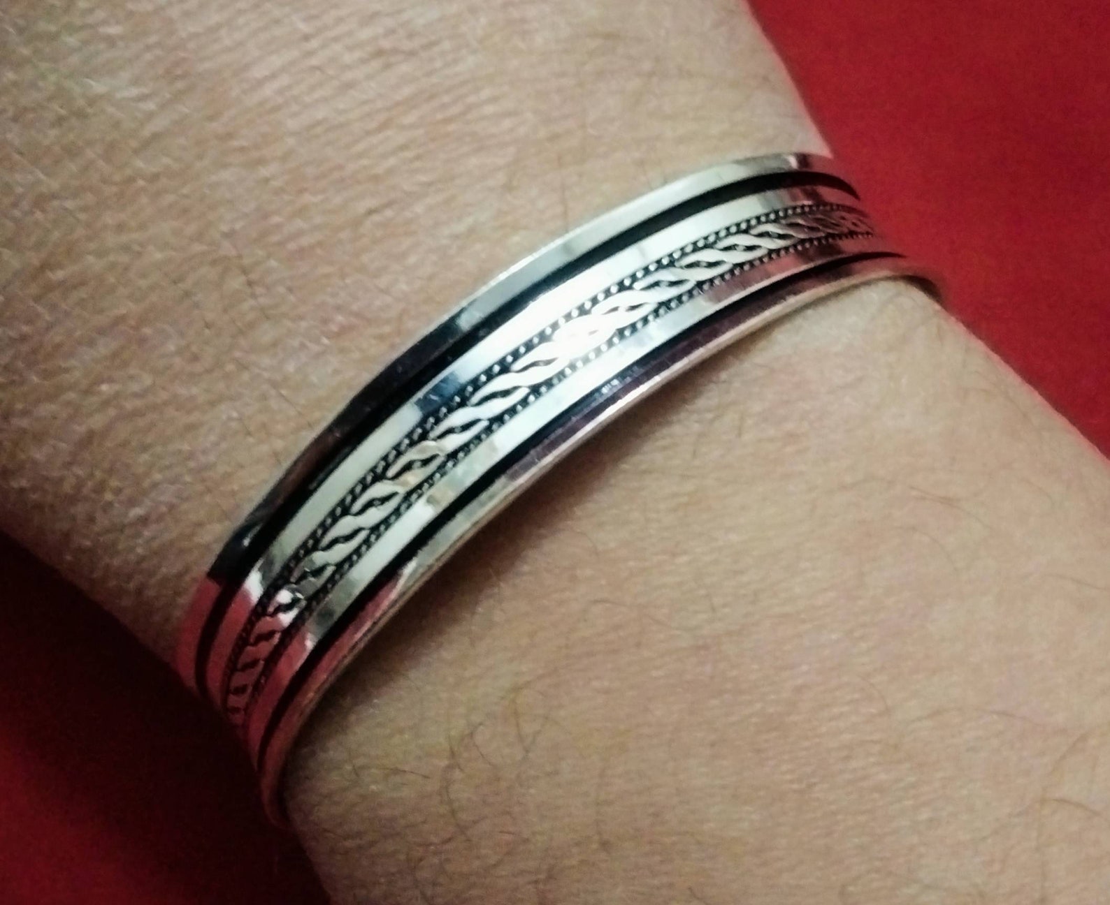 Berber Tuareg Sterling Silver Réglable Bracelet with Twisted Wire Design
