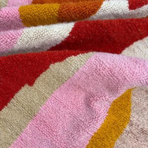 Custom Colorful Berber Beni Ourain Hand Knotted Wool Rug