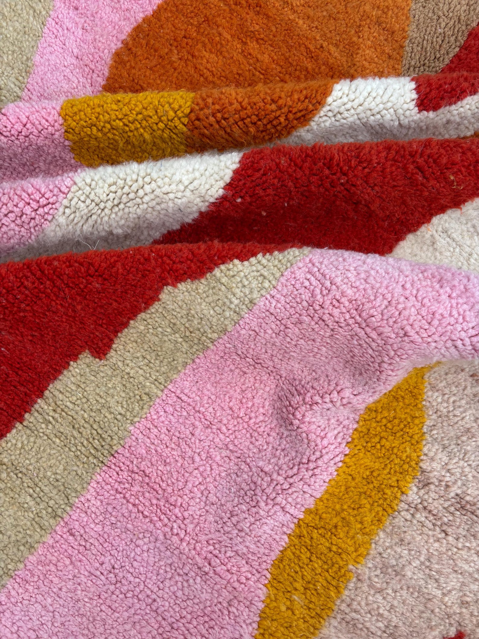 Custom Colorful Berber Beni Ourain Hand Knotted Wool Rug