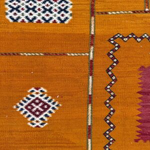 Berber Amazigh Akhnnif Orange Wool Flatweave Rug Handmade Design