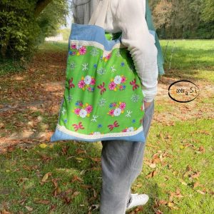 Berber Kabyle Jeans Cotton Tote Bag with Traditional Motifs