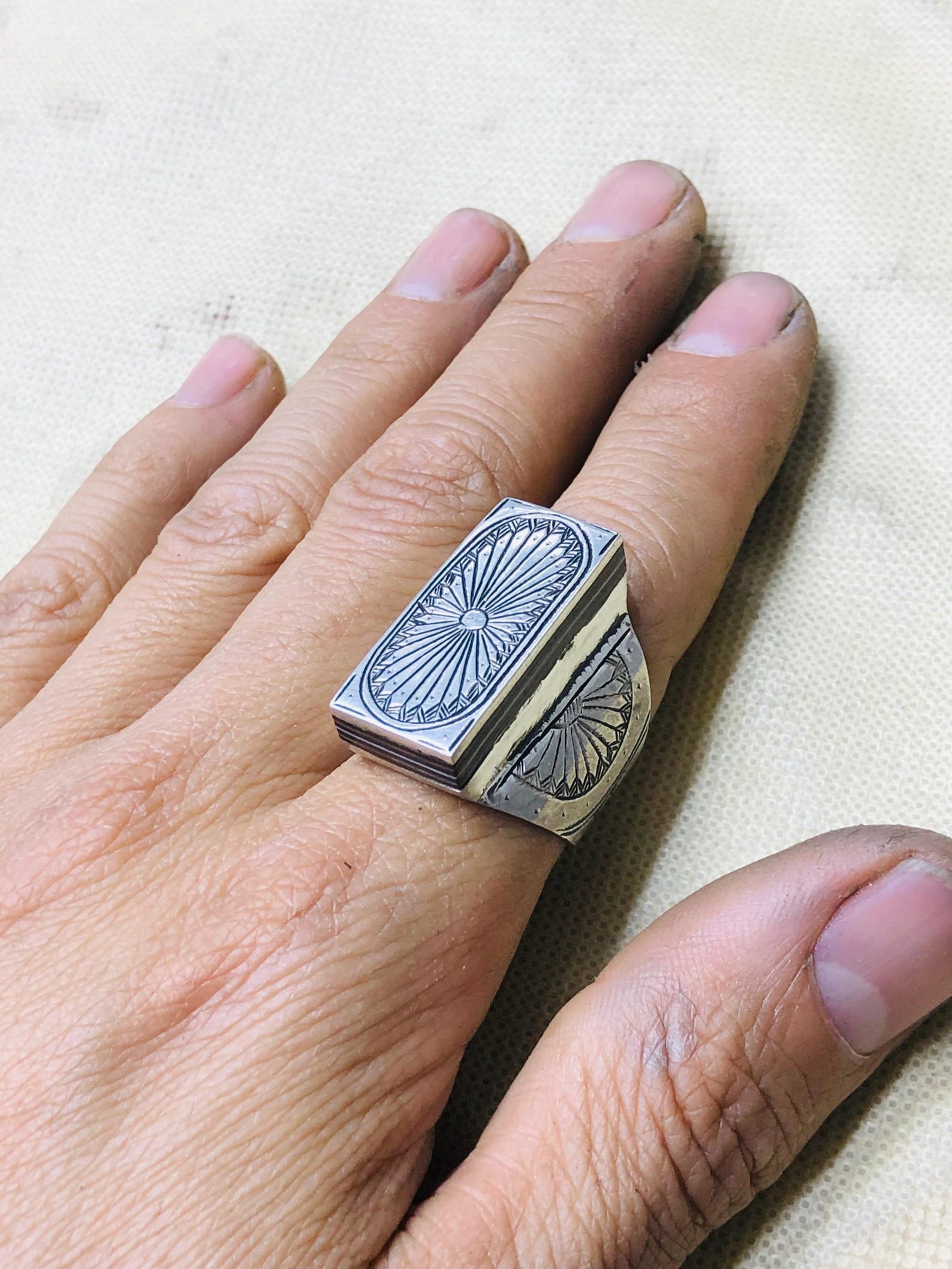 Berber Tuareg Sterling Silver Amazigh Engraved Traditional Jewelry Ring