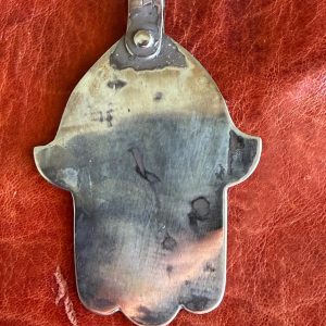 Berber Hamsa Enamel Pendant Solid Silver Necklace Vintage Style