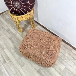 Amazigh Handwoven Berber Wool Floor Pouf with Hanbel Design