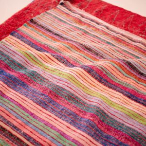 Berber Vintage Red Boucharouite Cotton Area Rug with Tribal Design