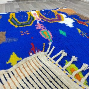 Berber Blue Wool Beni Ourain Handwoven Rug with Ourain Design