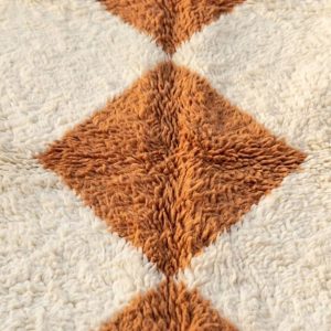 Handwoven Berber Beni Ourain Wool Rug Terracotta Diamond Area Rug
