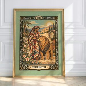Amazigh Strength Tarot Poster Major Arcana Wall Art that reflects the