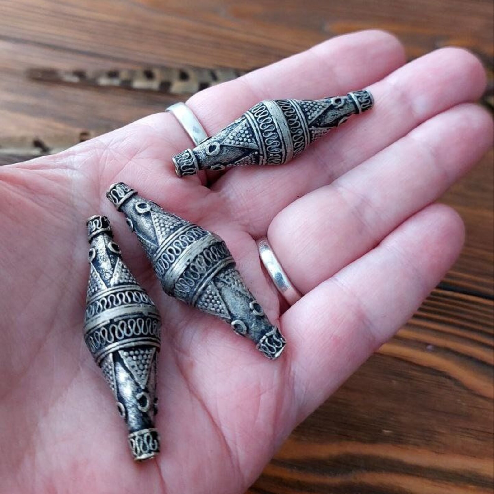 Berber Afghan Antique Cone Bead Earrings Jewelry Supply