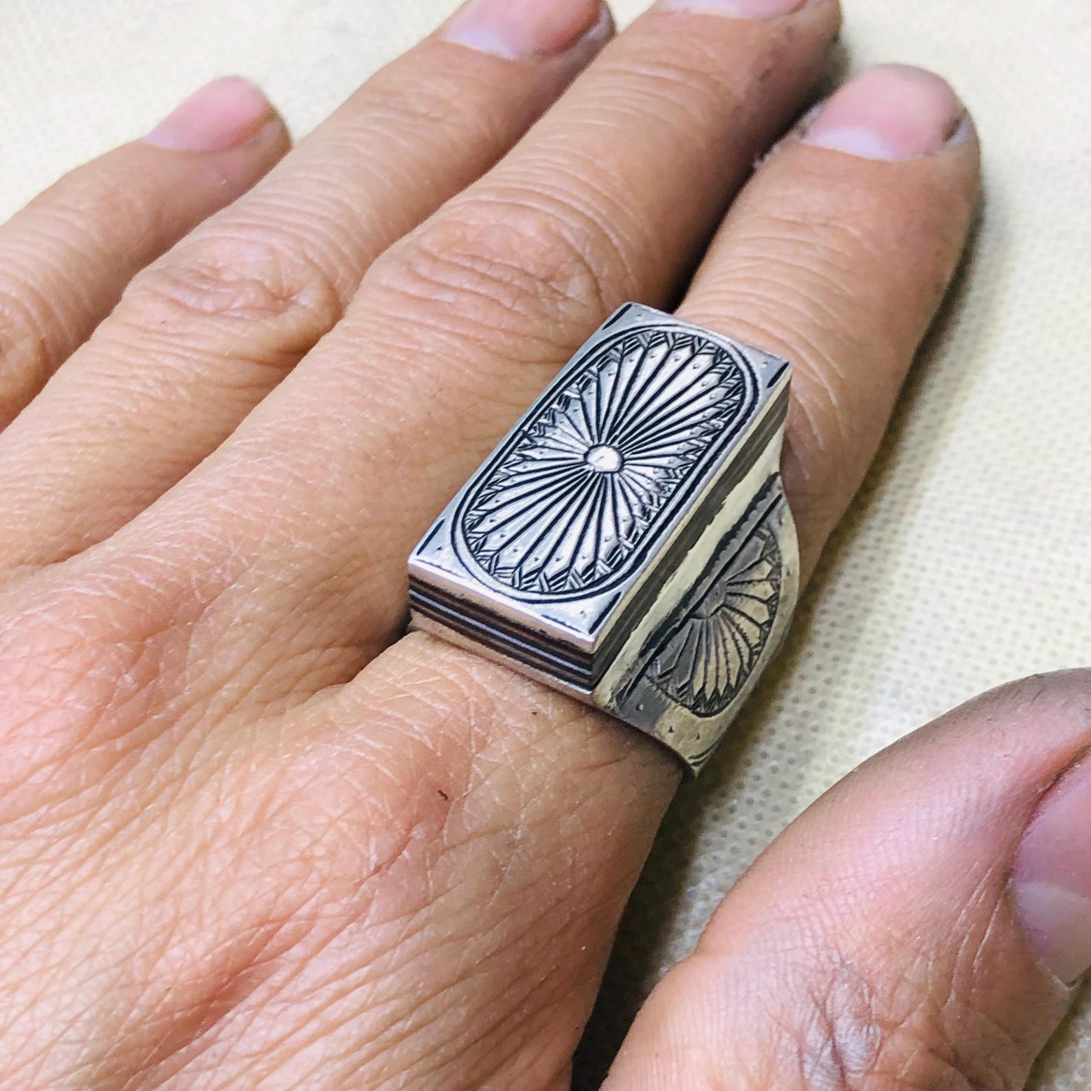 Berber Tuareg Sterling Silver Amazigh Engraved Traditional Jewelry Ring