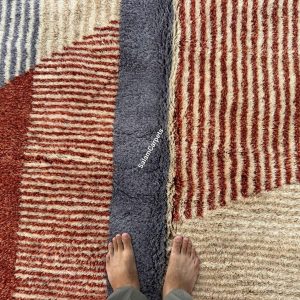 Berber Abstract Terracotta Gray Wool Rug Handmade Geometric Design