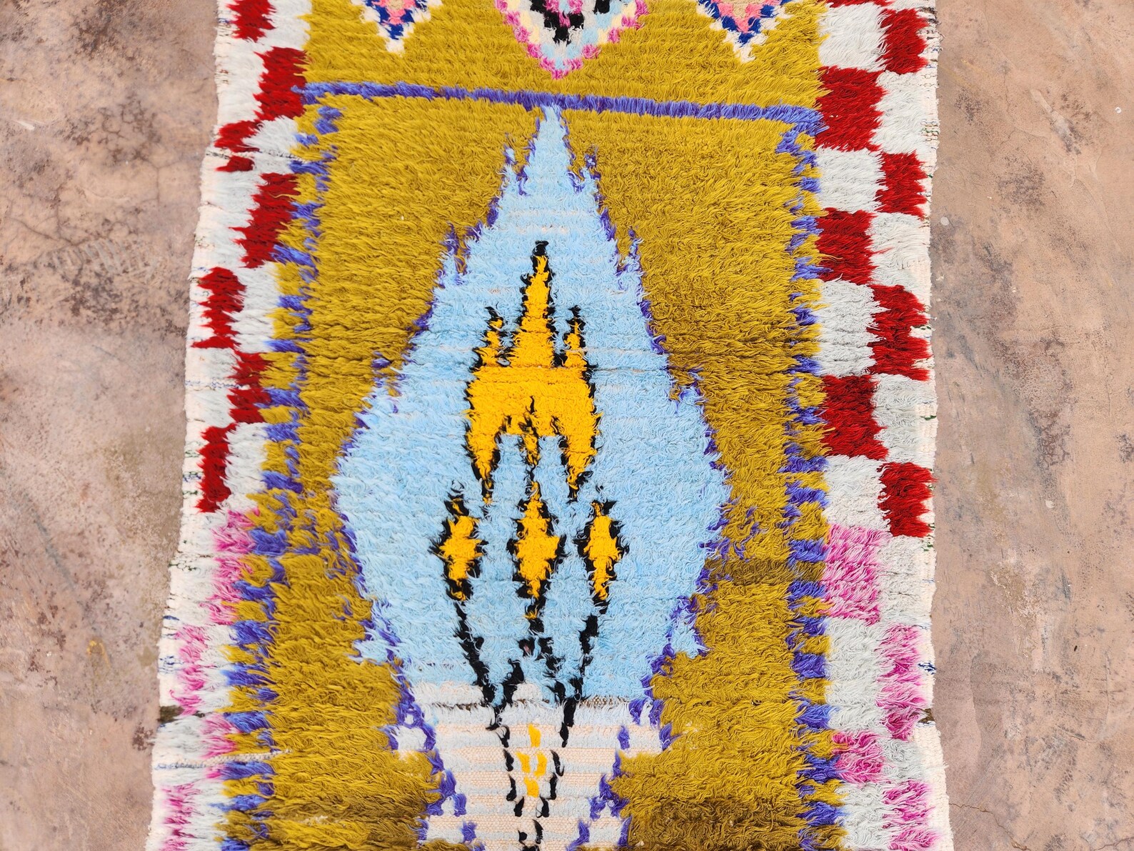 Berber Boucherouite Colorful Handmade Runner Rug with Hallway Style