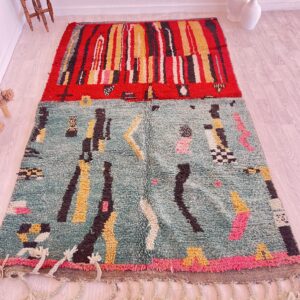 Amazigh Berber Beni Ourain Wool Rug with Boho Home Decor