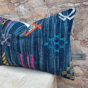 Berber Handwoven Wool Pillow Cover with Traditional Amazigh Symbols