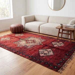 Berber Boujaad Wool Rug Handmade Vintage Atlas Living Room