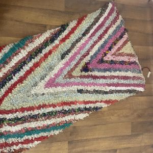 Amazigh Berber Boucherouite Colorful Handwoven Runner Wool Rug