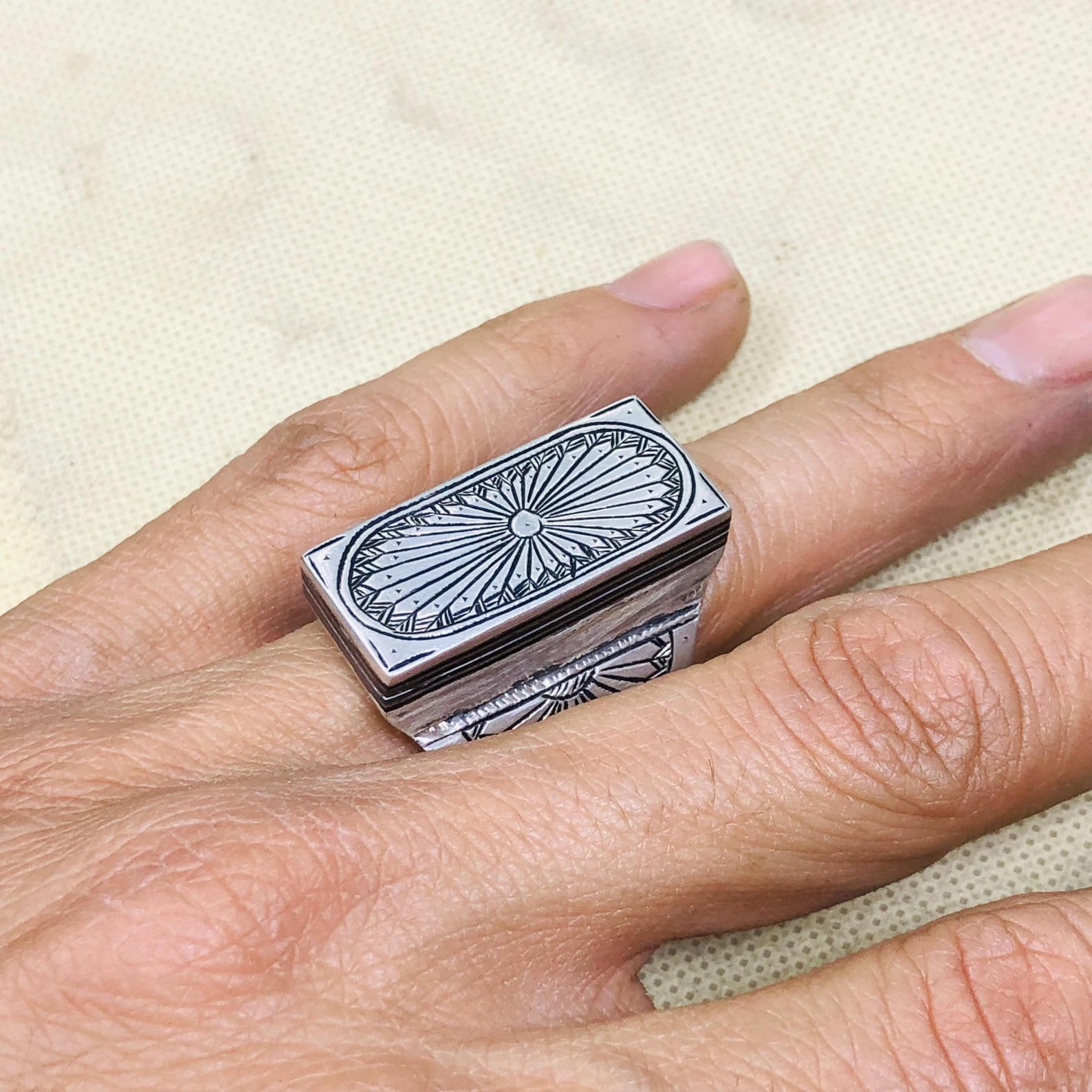 Berber Tuareg Sterling Silver Amazigh Engraved Traditional Jewelry Ring