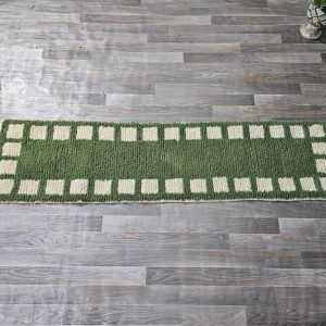 Berber Azilal Green Abstract Handmade Wool Runner Rug