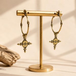 Berber Tuareg Cross Hoop Earrings with Ingal Inspired Jewelry Design