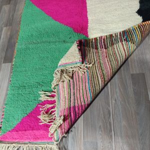 Berber Azilal Pink Wool Beni Ourain Abstract Design Rug