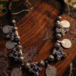 Vintage Amazigh Berber Enameled Cross Pendant Coin Charm Necklace